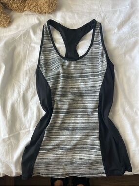 Calvin Klein Black & Gray Striped Racerback Tank